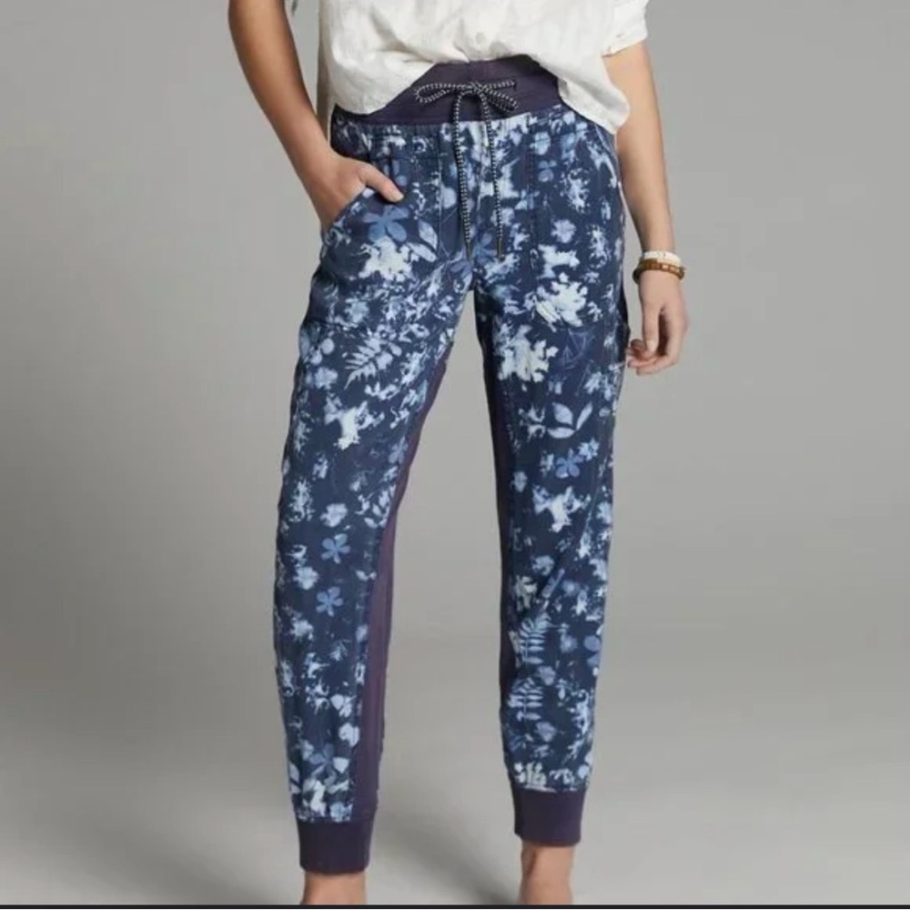 Anthropologie Navy Floral Joggers